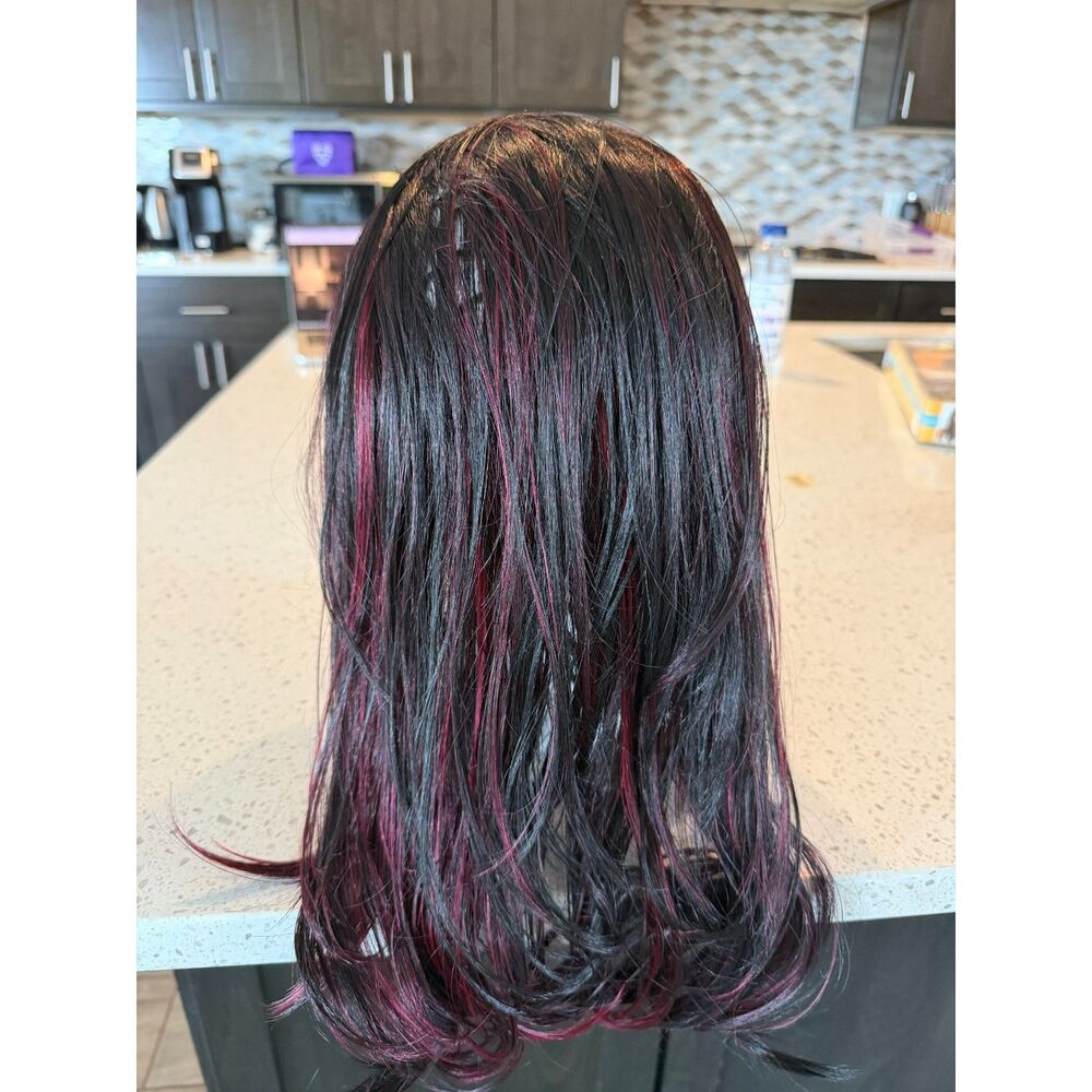 Sensationnel HZ7039 Synthetic Half Wig F1B/BG Black Burgundy Highlights